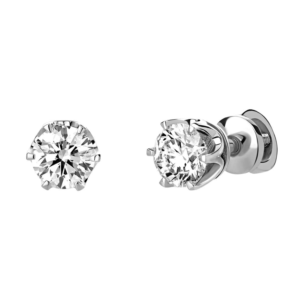 Серьги-пусеты из белого золота с бриллиантами от GEMGALLERY