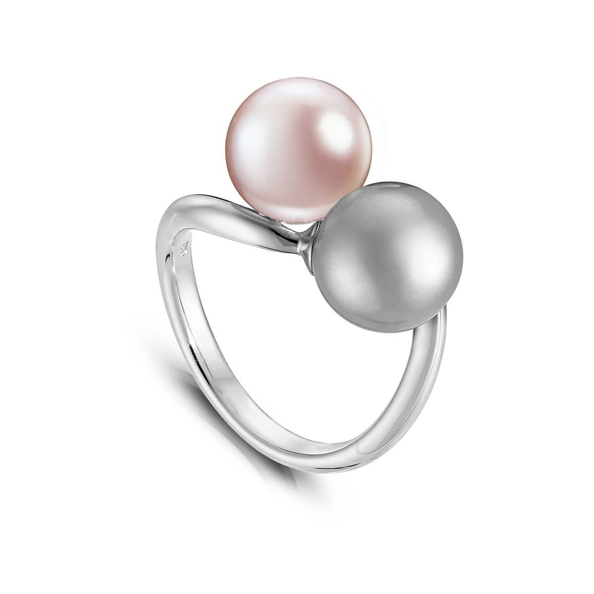Серебряное кольцо Kiss с серым и лавандовым жемчугом от Nasonpearl