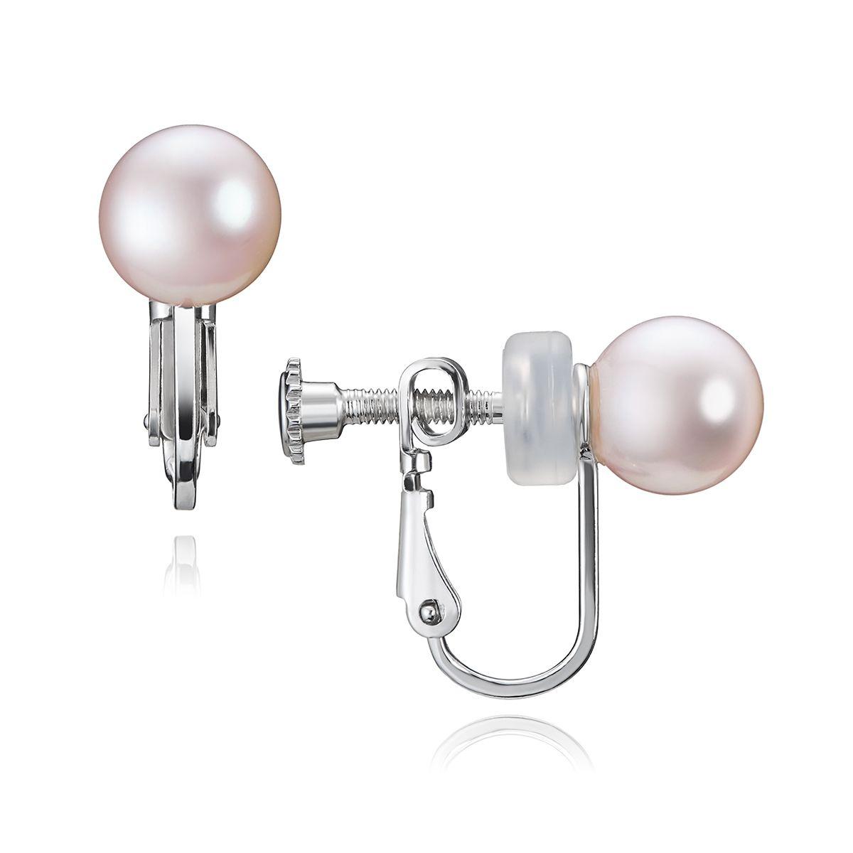 Серебряные клипсы Nasonpearl с белым пресноводным жемчугом