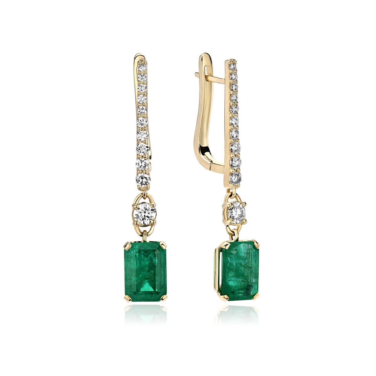 Серьги Felicity из жёлтого золота с изумрудами и бриллиантами от Nasonpearl