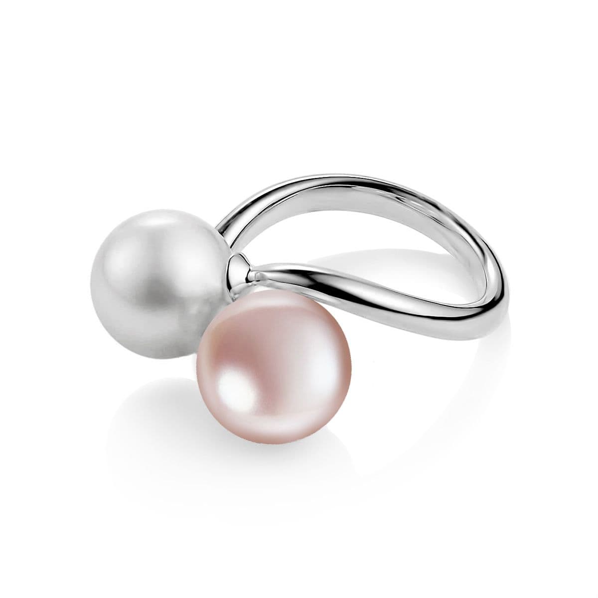 Серебряное кольцо Kiss с серым и лавандовым жемчугом от Nasonpearl