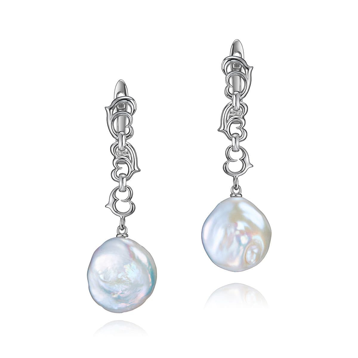 Серьги Ti amo из серебра с крупным белым жемчугом Кеши от Nasonpearl