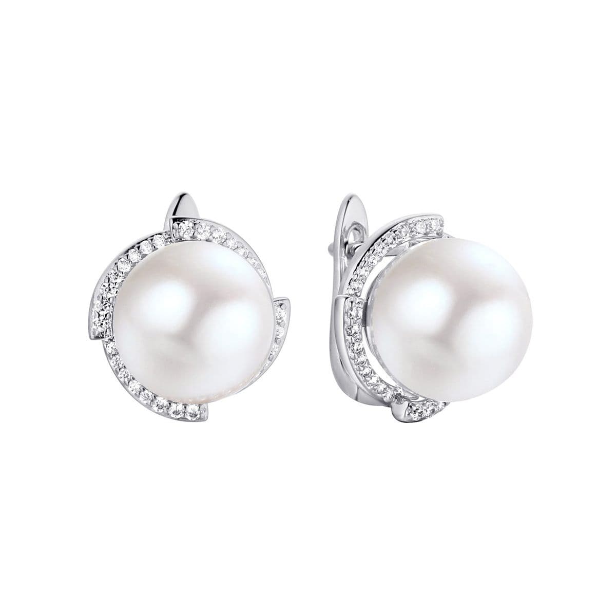 Серебряные серьги Eliana с белым жемчугом и циркониями от Nasonpearl