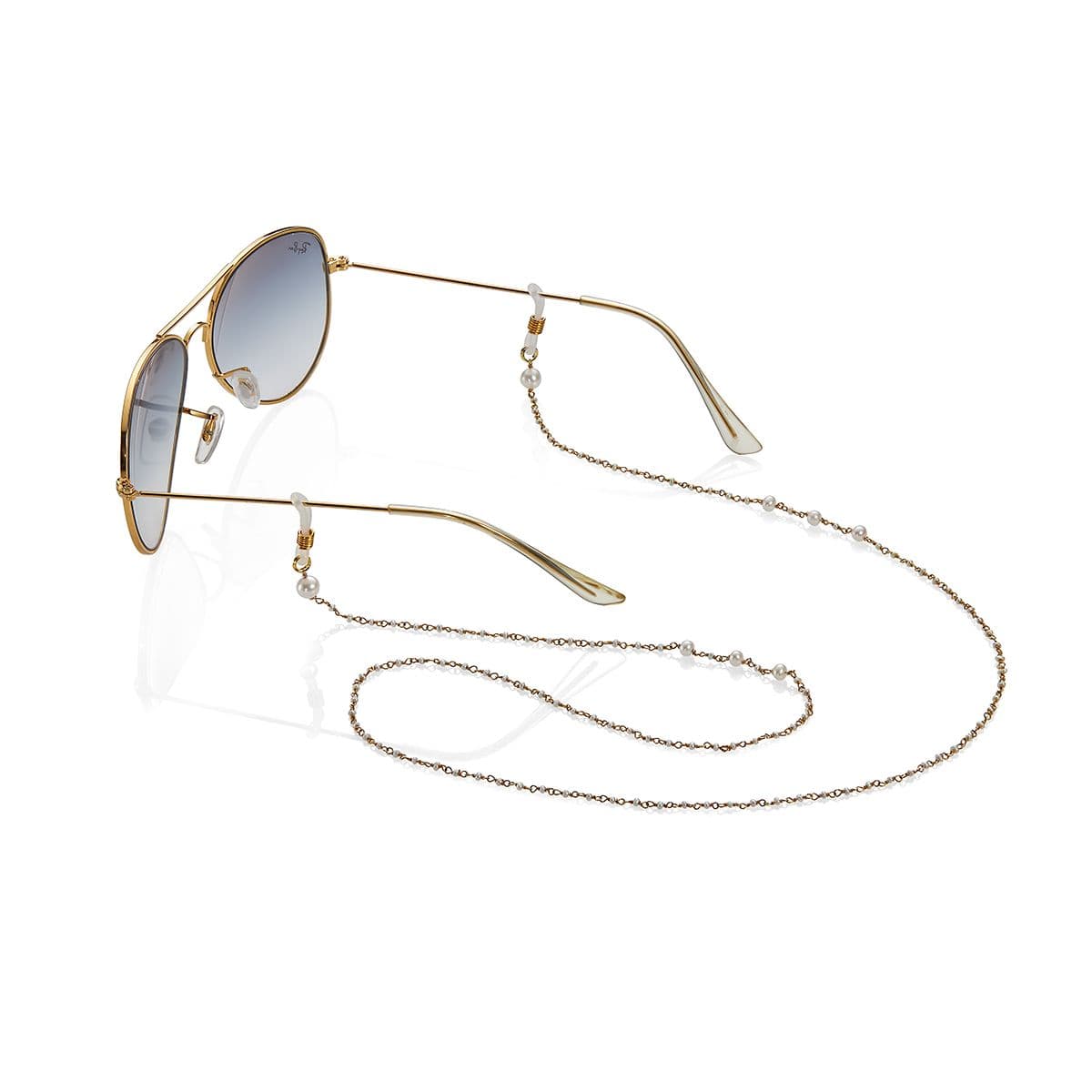Позолоченная цепочка для очков Chaîne de Lunettes с белым жемчугом
